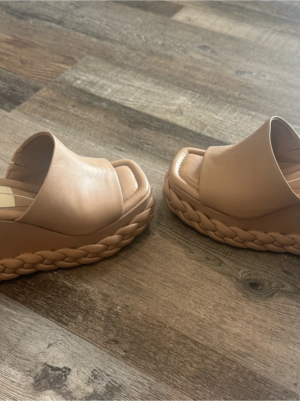 Dolce Vita Nude-Tan Braided Platform Mule Sandals